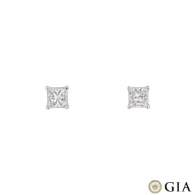 Princess Cut White Gold Diamond Earrings 0.70ct/0.72ct F/VS1 Princess Cut White Gold Diamond Earrings 0.70ct/0.72ct F/VS1
